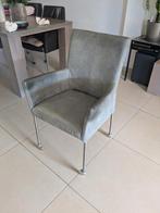 4 Designer Eetkamerstoelen Velvet Leer met Wielen, Metaal, Ophalen of Verzenden, Zo goed als nieuw, Vier
