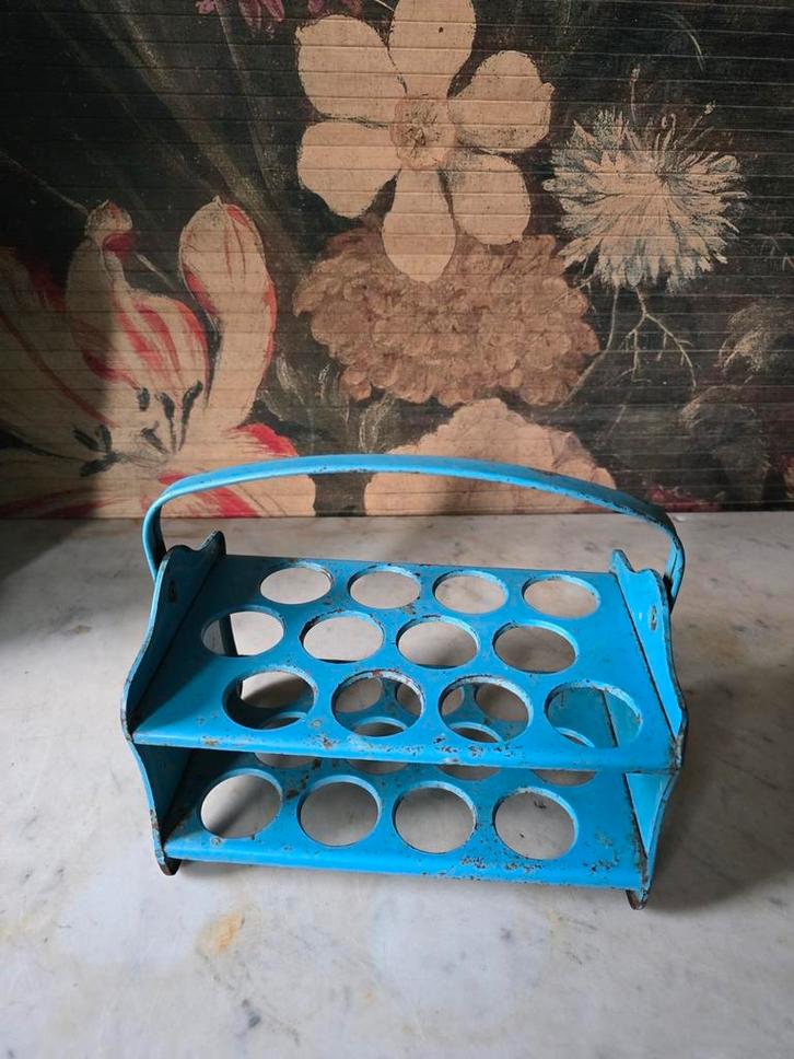 Oud blauw blikken eierrekje, Antiek en Kunst, Antiek | Keukenbenodigdheden, Ophalen of Verzenden