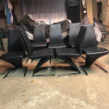 8 Rolf Benz 7800 design stoel modern leer zwart beschikbaar voor biedingen