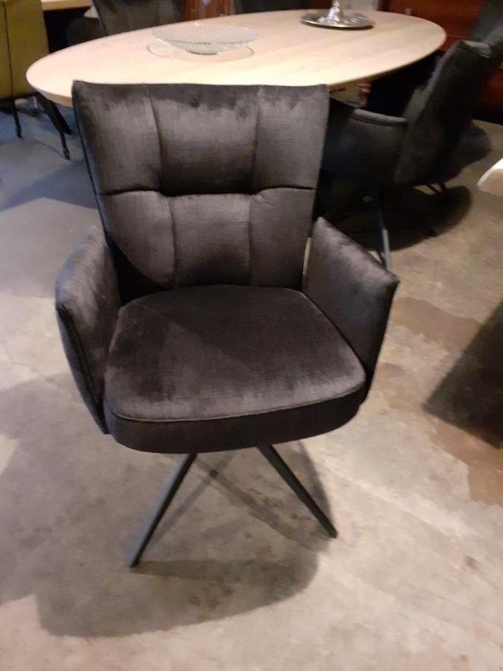 Eetkamer stoelen Marit 360 gr.draaibaar.NIEUW., Huis en Inrichting, Stoelen, Nieuw, Vijf, Zes of meer stoelen, Metaal, Stof, Grijs