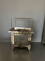 Art Deco antiek theelichtje nikkel met geetst glas, Ophalen of Verzenden