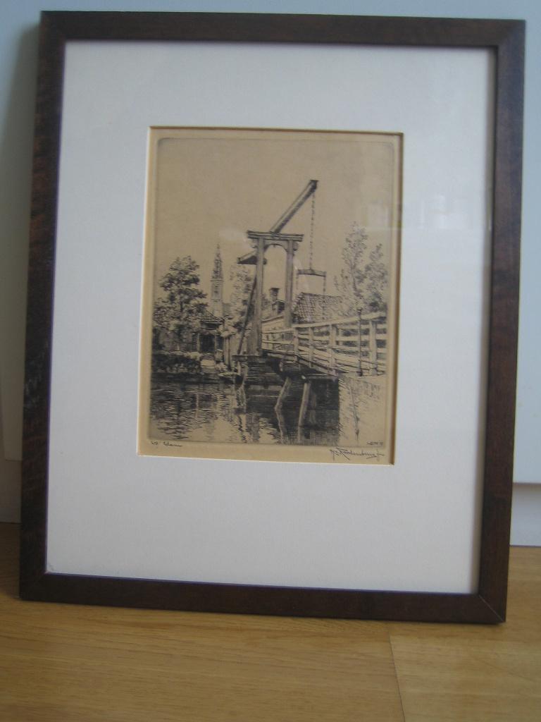 Ets EDAM afdruk op papier van H. E. Roodenburg uit 1939, Ophalen of Verzenden