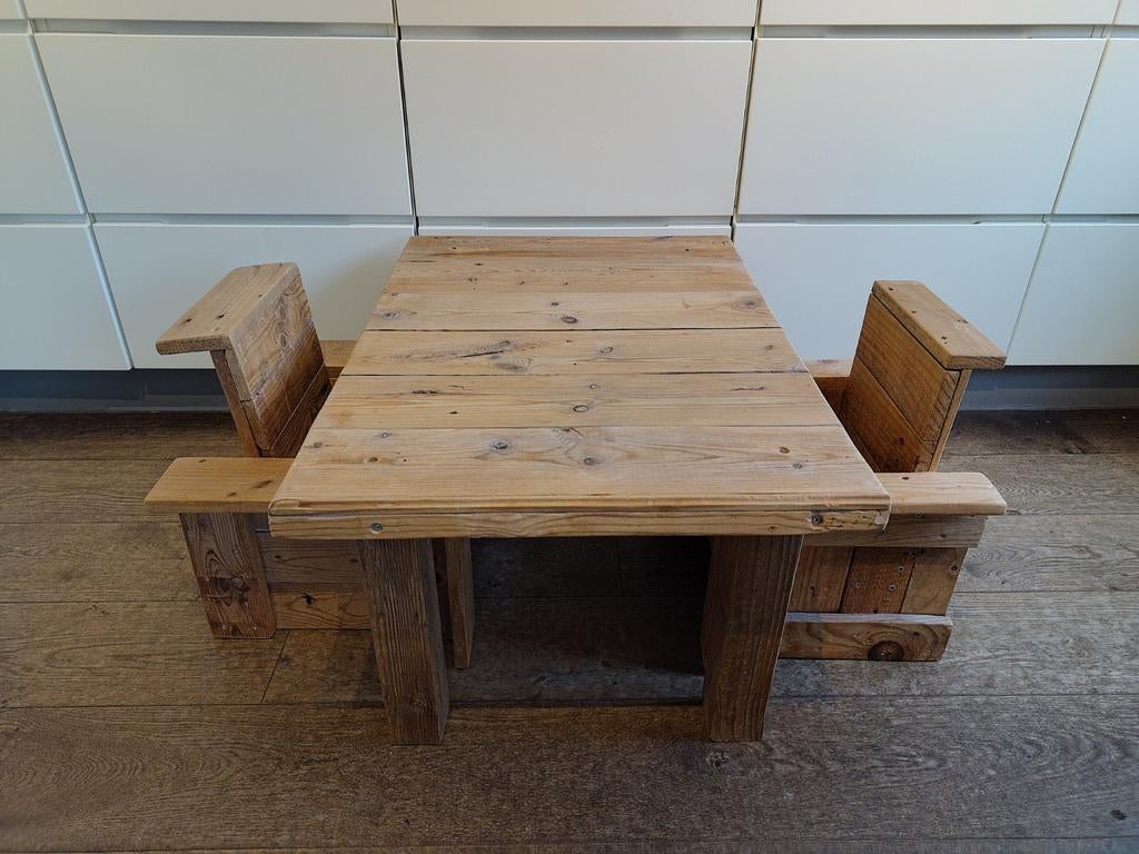 Houten kindertafel en stoelen, Ophalen of Verzenden, Gebruikt, Overige typen