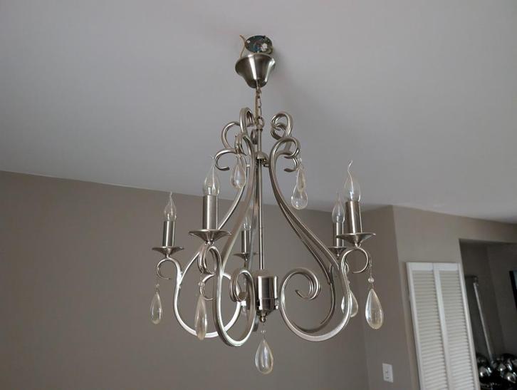 4x jaren 30 antieke kroonluchters - klassiek zilver design, Huis en Inrichting, Lampen | Kroonluchters, Gebruikt, Metaal, Ophalen