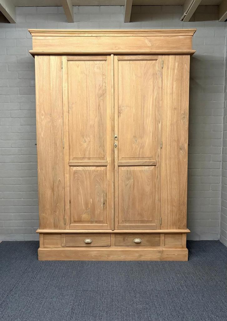 Grote teak jagerskast onbehandeld, Huis en Inrichting, Kasten | Buffetkasten, Zo goed als nieuw, 200 cm of meer, 100 tot 150 cm