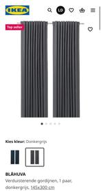 Ikea BLÅHUVA Verduisterende gordijnen, 1 paar, donkergrijs, Huis en Inrichting, Stoffering | Gordijnen en Lamellen, Ophalen, 100 tot 150 cm