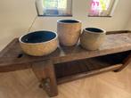 3 Aardewerk binnen Bloempotten - Rond - Groot - goudkleurig, Tuin en Terras, Ophalen, Gebruikt, 40 cm of meer, Rond