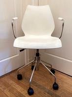 Witte Kartell Maui stoel op wielen en met armleuning, Huis en Inrichting, Stoelen, Ophalen, Gebruikt, Wit, Eén