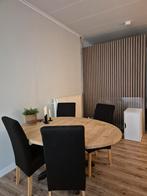 Ovale eethoek met 4 zwarte stoelen - Groningen, Huis en Inrichting, Ophalen, Gebruikt, Overige materialen, Modern