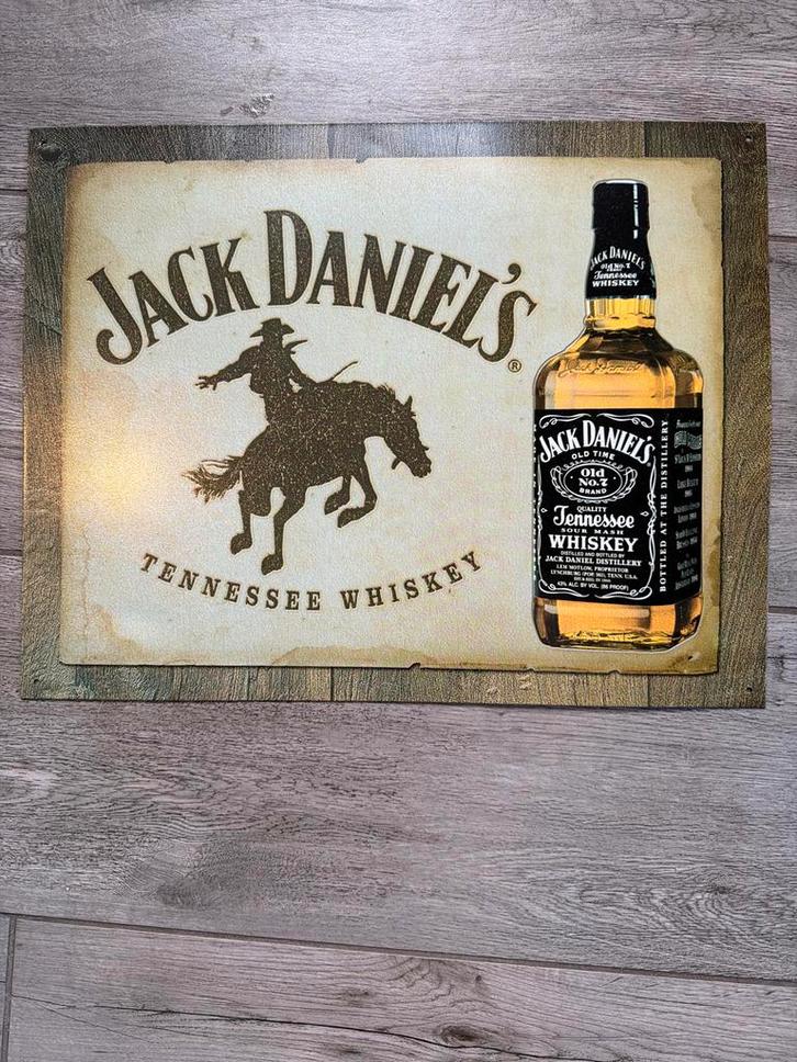 Jack Daniels Blikken Reclamebord, Verzamelen, Merken en Reclamevoorwerpen, Gebruikt, Reclamebord, Ophalen of Verzenden