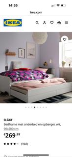 Släkt ikea bed met onderbed en opberglades, Huis en Inrichting, Ophalen, 90 cm, Eenpersoons, Wit