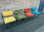 4 Ribstof Stoelen met Chrome Buisframe, Huis en Inrichting, Gebruikt, Overige kleuren, Ophalen of Verzenden, Vier