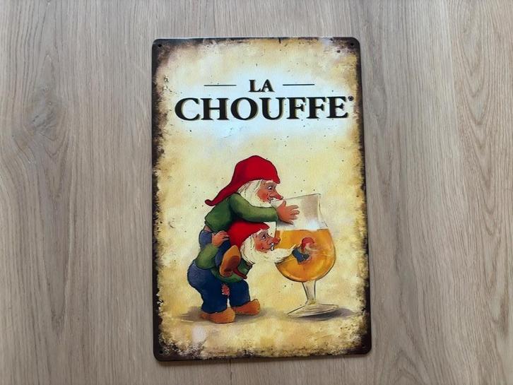 Prachtig vintage La Chouffe bord (30x20), Verzamelen, Biermerken, Nieuw, Reclamebord, Plaat of Schild, Overige merken, Ophalen of Verzenden