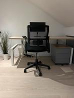 Design bureau wit staal/perenhout 1.80, Huis en Inrichting, Ophalen, In hoogte verstelbaar, Zo goed als nieuw, Bureau