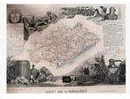 SALE Oude kaart Frankrijk Sud “Dept. de Hérault” 1852 doos, Antiek en Kunst, Curiosa en Brocante, Ophalen of Verzenden