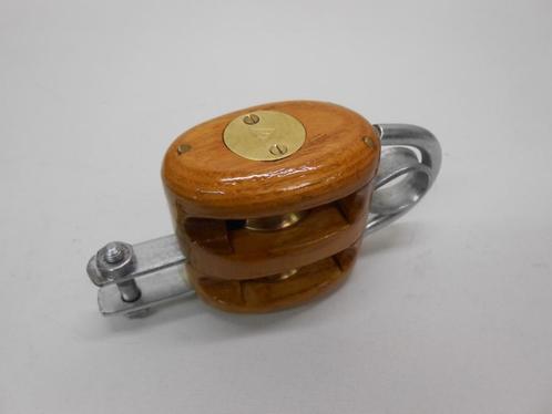 Houten Blokken / Katrollen, dubbelschijfs, hondsvot, 6 - 8mm, Watersport en Boten, Accessoires en Onderhoud, Nieuw, Lijn of Blok