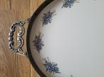 Puntgaaf porseleinen dienblad met verzilverd montuur 36 cm., Ophalen of Verzenden