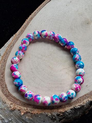 handgemaakte kralen armband blauw roze wit beschikbaar voor biedingen