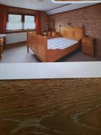 Massief eiken bed met toebehoren, Huis en Inrichting, Ophalen, Beige, Koloniaal, Tweepersoons