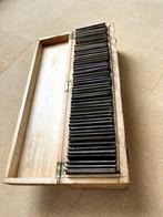 50 stuks antieke toverlantaarn dia’s in houten doos., Verzamelen, Foto's en Prenten, Ophalen, Voor 1940, Gebruikt