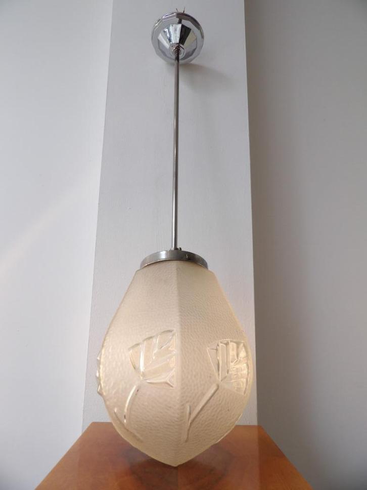 Art Deco Scailmont Hoge Hanglamp, Antiek en Kunst, Antiek | Lampen, Ophalen of Verzenden