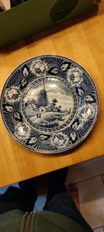 Delfts blauw bord met molen, Ophalen of Verzenden