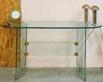 Vintage glazen sidetable met facet geslepen randen, Gebruikt, 100 tot 150 cm, ?, Glas