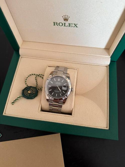 Rolex Datejust Rhodium 41mm oyster full set 2024, Sieraden, Tassen en Uiterlijk, Horloges | Heren, Zo goed als nieuw, Polshorloge