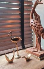 Vintage Messing Vogels  Set van 3 kraanvogel zwanen beeldjes, Ophalen of Verzenden, Metaal, Overige typen