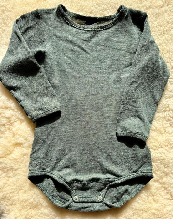 Dilling romper lange mouw merinowol-zijde jadegroen maat 86, Kinderen en Baby's, Babykleding | Maat 86, Zo goed als nieuw, Jongetje of Meisje