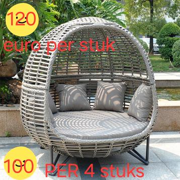 TEKOOP 4 X ALUMINIUM ROTAN LOUNGE STOELEN  beschikbaar voor biedingen