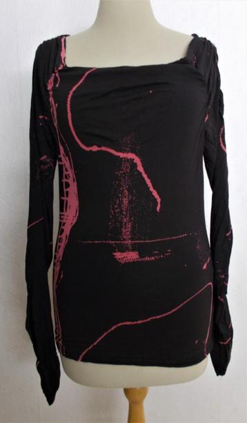 Aparte zwart/roze print top van Mart Visser! M beschikbaar voor biedingen