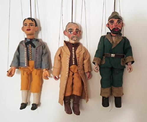handgemaakte kleurrijke marionetten poppen uit Praag 3 stuks, Verzamelen, Poppen, Zo goed als nieuw, Pop, Ophalen of Verzenden
