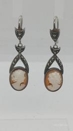 Vintage Zilveren 925 Cameo Oorbellen Markasiet 925, Sieraden, Tassen en Uiterlijk, Antieke sieraden, Ophalen of Verzenden, Zilver