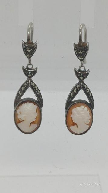 Vintage Zilveren 925 Cameo Oorbellen Markasiet 925 beschikbaar voor biedingen