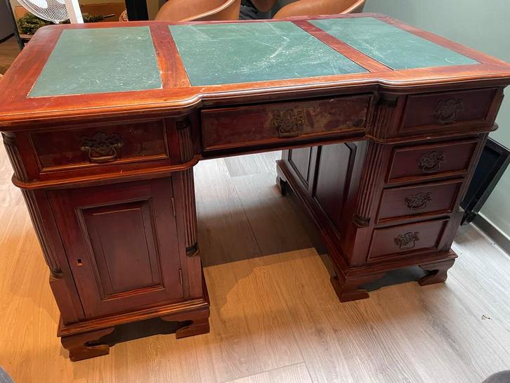 Antiek Engels Bureau met Groen Inleg, Antiek en Kunst, Antiek | Meubels | Tafels, Ophalen