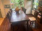 Oude Houten tafel met 6 stoelen uit 1930, Antiek en Kunst, Ophalen