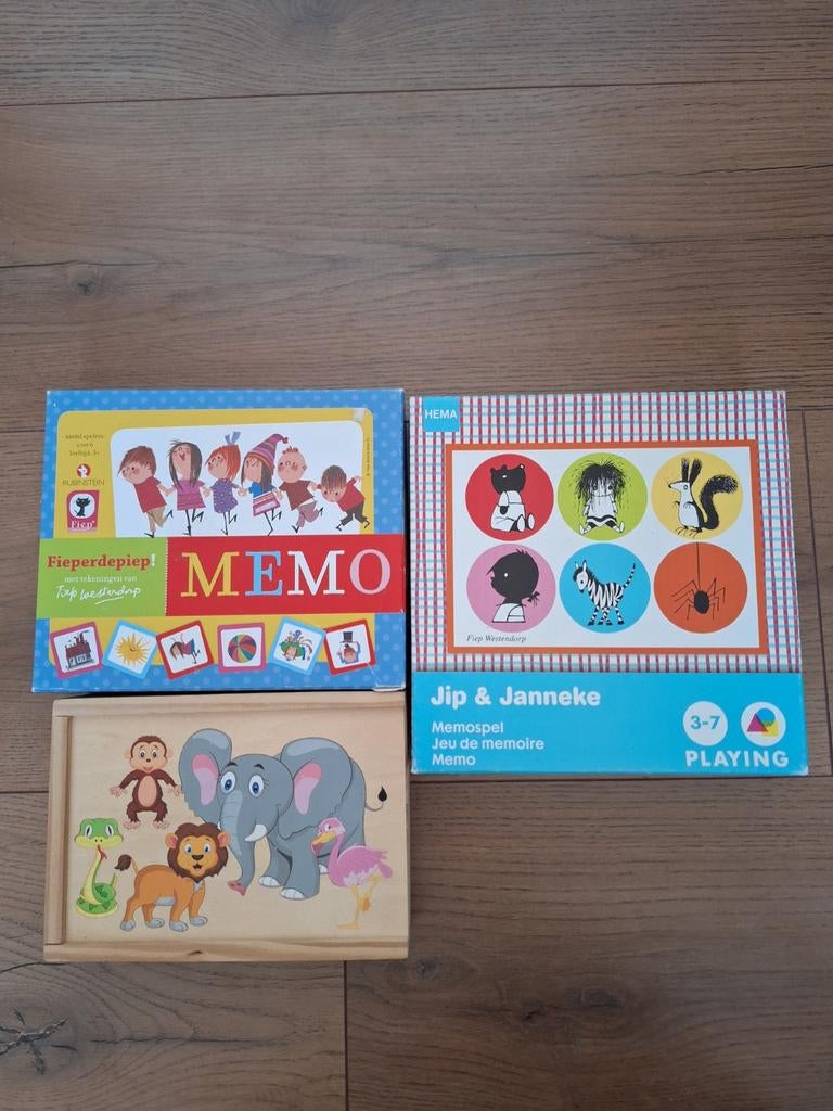 3 Kinderspelletjes: Domino, Jip & Janneke, Fiep Westendorp, Een of twee spelers, Ophalen of Verzenden, Gebruikt, Hema