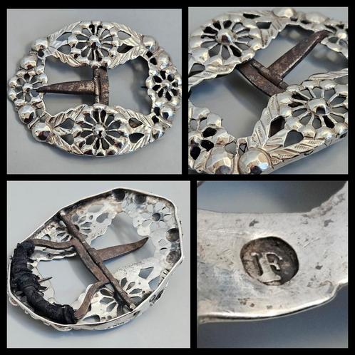 Antiek zilver,  forse Nederlands zilveren gesp 1840, Antiek en Kunst, Antiek | Goud en Zilver, Zilver, Ophalen of Verzenden
