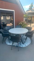 Rond betonnen tafel (135) 6 hartmann stoelen incl kussens, Ophalen of Verzenden, Zo goed als nieuw, Aluminium