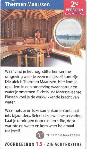 kortingsbon sauna Thermen Maarssen: 2e persoon 50% korting beschikbaar voor biedingen