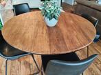 Houten Ronde Eettafel met Kruisvoet, Ophalen, Gebruikt, Rond, 100 tot 150 cm