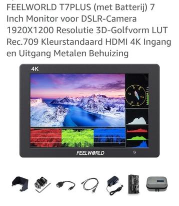 Te koop: Feelworld T7Plus met batterij+wat je op de foto zie beschikbaar voor biedingen