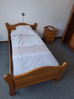 Elektrisch verstelbaar bed + nachtkastje, Ophalen, Eenpersoons, Bruin, 200 cm