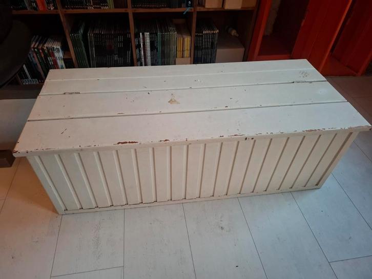 Witte grote houten Opbergkist / Speelgoedkist, Huis en Inrichting, Woonaccessoires | Kisten, Gebruikt, Minder dan 50 cm, 50 tot 75 cm