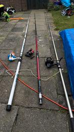 Zeevishengels – Paar keer gebruikt – Complete set met molen, Watersport en Boten, Hengelsport | Zeevissen, Ophalen of Verzenden