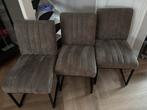 Taupe eetbank met 3 stoelen - direct op te halen!, Gebruikt, Drie, Ophalen of Verzenden, Stof