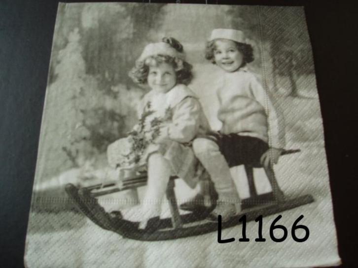 Servetten decoupage/bullet journal – kindjes op slee L1166, Hobby en Vrije tijd, Knutselen, Nieuw, Materiaal, Verzenden