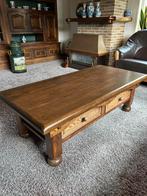 Houten salontafel met 2 grote lades, Ophalen, 100 tot 150 cm, 50 tot 100 cm, Zo goed als nieuw