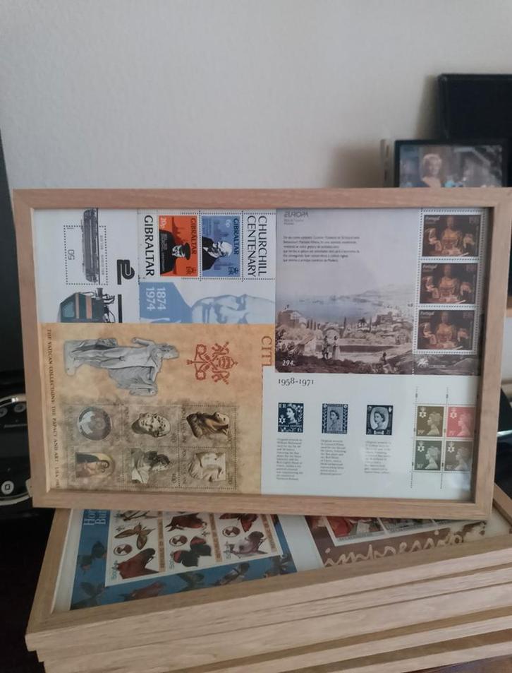 Ingelijste postzegelcollectie - Churchill, Europa, Gibraltar, Postzegels en Munten, Postzegels | Volle albums en Verzamelingen